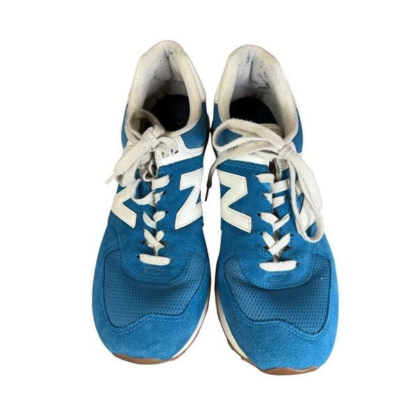 New Balance 574 Blue Red White Suede Mesh Sneakers Men’s 10.5 ML574HC2 - Picture 2 of 14